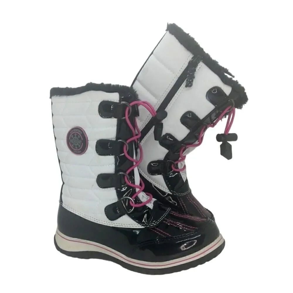 Totes Mackenzie Girls Pre-owned Black & White Weatherproof Winter Boots - sz. 1